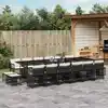 Image de vidaXL Ensemble à manger de jardin 17 pcs coussins noir résine tressée