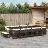 Image de vidaXL Ensemble à manger de jardin et coussins 17 pcs marron rotin