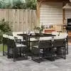Image de vidaXL Ensemble à manger de jardin 9pcs coussins noir résine tressée