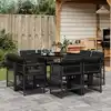 Image de vidaXL Ensemble à manger de jardin 9pcs coussins noir résine tressée