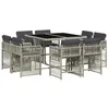 Image de vidaXL Ensemble à Manger de Jardin avec Coussins 9 pcs, Chaises et Table de Patio, Meubles de Terrasse, Moderne, Gris Clair Résine Tressée