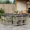 Image de vidaXL Ensemble à manger de jardin et coussins 9 pcs gris clair rotin