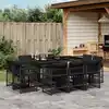 Image de vidaXL Ensemble à manger de jardin 11 pcs coussins noir résine tressée