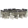 Image de vidaXL Ensemble à Manger de Jardin avec Coussins 11 pcs, Chaises et Table de Patio, Meubles de Terrasse, Moderne, Gris Résine Tressée