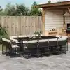 Image de vidaXL Ensemble à manger de jardin 13 pcs coussins noir résine tressée