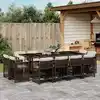 Image de vidaXL Ensemble à manger de jardin avec coussins 13 pcs marron rotin