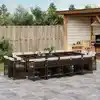 Image de vidaXL Ensemble à manger de jardin avec coussins 15 pcs marron rotin