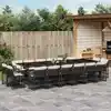 Image de vidaXL Ensemble à manger de jardin 17 pcs coussins noir résine tressée