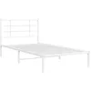 Image de vidaXL Cadre de Lit Métal avec Tête de Lit, Lit Simple avec Sommier à Lattes, Lit Adulte avec Pied, Meuble de Chambre, Moderne, Blanc 107x203 cm