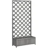 Image de vidaXL Bac à Fleurs avec Treillis 90x35x180 cm, Sapin Massif Gris, Jardinière surélevée pour Intérieur et Extérieur, Balcon & Jardin, Support pour Végétaux Grimpants, Porte-Pots en Bois