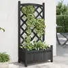 Image de vidaXL Jardinière avec treillis noir bois massif de sapin