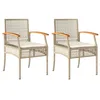 Image de vidaXL Lot de 2 Chaises de Jardin Coussins, Sièges de Patio, Meubles de Terrasse Arrière-Cour Extérieur, Beige Résine Tressée Acacia