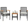 Image de vidaXL Ensemble de bistro 3 pcs et coussins noir résine tressée acacia