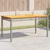 Image de vidaXL Table de jardin gris 140x80x75 cm résine tressée et bois acacia
