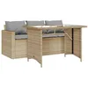 Image de vidaXL Ensemble à Manger de Jardin et Coussins 2 pcs Beige Poly rotin