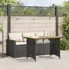 Image de vidaXL Ensemble à manger de jardin coussins 2pcs noir résine tressée