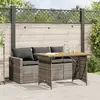 Image de vidaXL Ensemble à manger de jardin et coussins 2 pcs gris rotin