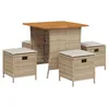 Image de vidaXL Ensemble à Manger de Jardin avec Coussins 5pcs Beige Poly rotin, Ensemble à Manger d'extérieur, Meuble à Manger de Jardin, Table et chaises de Jardin