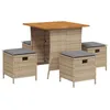 Image de vidaXL Ensemble à Manger de Jardin avec Coussins 5pcs Beige Poly rotin, Ensemble à Manger d'extérieur, Meuble à Manger de Jardin, Table et chaises de Jardin