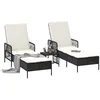 Image de vidaXL Transat 3 pcs Noir et Blanc crème 55 x 200 x 92 cm polyrotin, Transat d'extérieur Moderne, Fauteuil Ajustable, résistant, Dossier Multi-Position, Housse Amovible pour se détendre