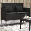 Image de vidaXL Banc de jardin avec coussins noir résine tressée