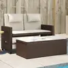 Image de vidaXL Banc inclinable de jardin avec coussins marron résine tressée