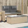 Image de vidaXL Banc inclinable de jardin avec coussins beige résine tressée