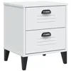 Image de vidaXL Table de Chevet, Armoire de Nuit avec Tiroirs, Table de Téléphone, Meuble de Rangement Chambre, Industriel, Blanc Bois d'Ingénierie