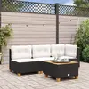 Image de vidaXL Table de jardin noir 55x55x36 cm résine tressée et bois acacia