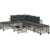 Image de vidaXL Salon de jardin d'angle avec coussins 3 pcs gris résine tressée