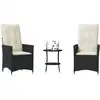 Image de vidaXL Ensemble de bistro 3 pcs avec coussins noir résine tressée