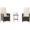 Image de vidaXL Ensemble de bistro 3 pcs avec coussins marron résine tressée