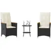 Image de vidaXL Ensemble de bistro 3 pcs avec coussins noir résine tressée
