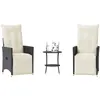 Image de vidaXL Ensemble de bistro 3 pcs avec coussins noir résine tressée