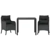 Image de vidaXL Ensemble à Manger de Jardin avec Coussins 3 pcs, Table et Chaises de Patio, Meubles d'Extérieur Terrasse, Moderne, Noir Résine Tressée