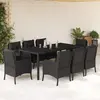 Image de vidaXL Ensemble à manger de jardin 9pcs coussins noir résine tressée