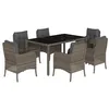 Image de vidaXL Ensemble à Manger de Jardin avec Coussins 7 pcs, Table et Chaises de Patio, Meubles d'Extérieur Terrasse, Moderne, Gris Résine Tressée