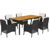 Image de vidaXL Ensemble à Manger de Jardin avec Coussins 7 pcs, Table et Chaises de Patio, Meubles d'Extérieur Terrasse, Moderne, Noir Résine Tressée
