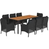 Image de vidaXL Ensemble à Manger de Jardin 9pcs Coussins Noir résine tressée