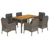 Image de vidaXL Ensemble à Manger de Jardin avec Coussins 7 pcs, Table et Chaises de Patio, Meubles d'Extérieur Terrasse, Moderne, Gris Résine Tressée
