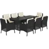 Image de vidaXL Ensemble à Manger de Jardin avec Coussins 9 pcs, Table et Chaises de Patio, Meubles d'Extérieur Terrasse, Moderne, Noir Résine Tressée