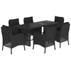 Image de vidaXL Ensemble à Manger de Jardin avec Coussins 7pcs, Table et Chaise de Terrasse, Meubles de Patio, Mobilier d'Extérieur, Noir Résine Tressée