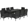 Image de vidaXL Ensemble à Manger de Jardin avec Coussins 9 pcs, Table et Chaises de Patio, Meubles d'Extérieur Terrasse, Moderne, Noir Résine Tressée