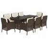 Image de vidaXL Ensemble à Manger de Jardin avec Coussins 9 pcs, Table et Chaises de Patio, Meubles d'Extérieur Terrasse, Moderne, Marron Résine Tressée