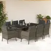 Image de vidaXL Ensemble à manger de jardin 9 pcs coussins gris résine tressée