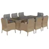 Image de vidaXL Ensemble à Manger de Jardin avec Coussins 9 pcs, Table et Chaises de Patio, Meubles d'Extérieur Terrasse, Moderne, Beige Résine Tressée