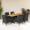 Image de vidaXL Ensemble à manger de jardin coussins 7pcs Noir Résine tressée