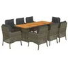 Image de vidaXL Ensemble à Manger de Jardin avec Coussins 9 pcs, Table et Chaises de Patio, Meubles d'Extérieur Terrasse, Moderne, Gris Résine Tressée