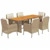 Image de vidaXL Ensemble à Manger de Jardin avec Coussins 7 pcs, Table et Chaise de Terrasse, Meubles de Patio, Mobilier d'Extérieur, Beige Résine Tressée