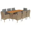 Image de vidaXL Ensemble à Manger de Jardin avec Coussins 9 pcs, Table et Chaises de Patio, Meubles d'Extérieur Terrasse, Moderne, Beige Résine Tressée